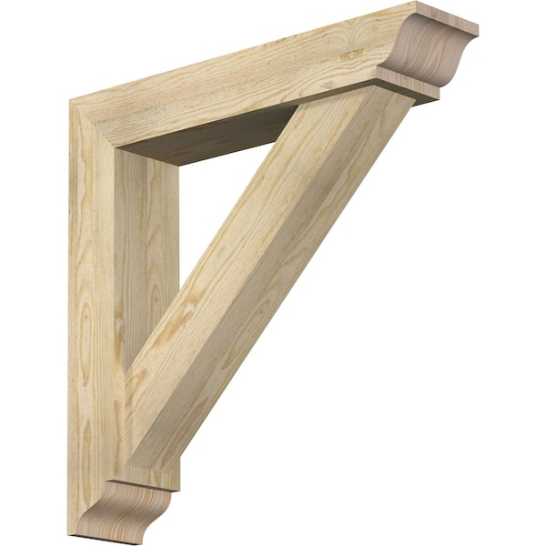 Ekena Millwork Traditional Traditional Rough Sawn Bracket w/ Offset Brace, Douglas Fir, 6"W x 28"D x 28"H BKT0604X28X28TRA01RDF - main